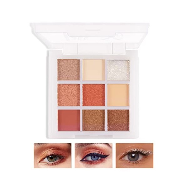 Boobeen 9 Colors Eyeshadow Palette, Rich Colors, Creamy, Blendable with Matte Shimmer Glitter Eye Shadow Powder for Eye Makeu