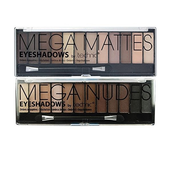 Technic Ensemble de palettes de fards à paupières Mega & Matte Nudes Beige, Noir et brun