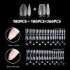 360 Pièces Capsule Americaine Ongle, 15 Tailles Courte Capsules Ongles, Faux Ongles en Gel Pour Nail Art, Débutant, Salons de