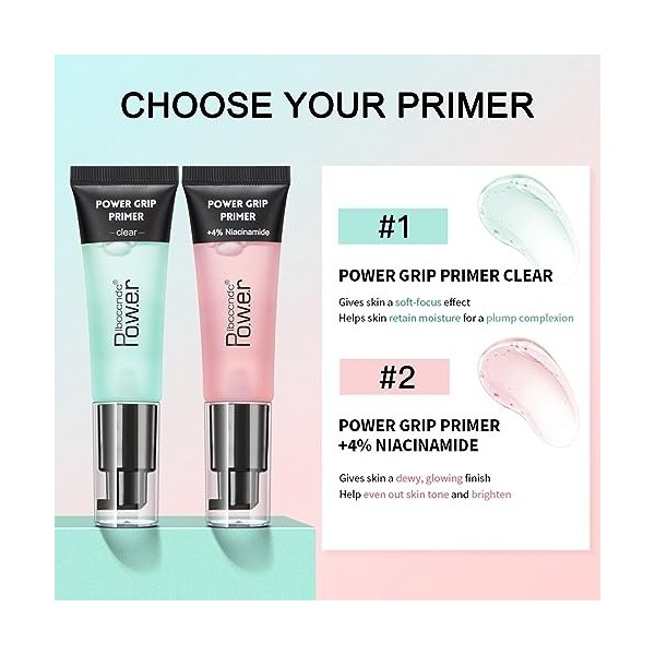 Power Grip Primer 2PCS Gel-Based Hydrating Face Primer Maquillage Hydratant Gel Base de Maquillage Primer Hydrating Grip Prim