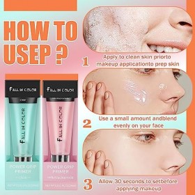 Primer Base Maquillage Visage, Power Grip Primer, Base de Teint Matifiante, Base Lissante Avant Maquillage, Lisser Rides et P