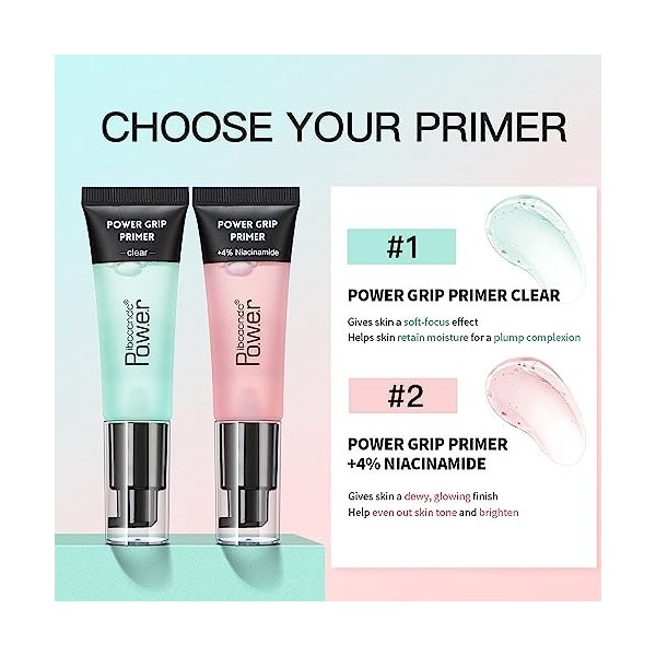 Power Grip Primer pour le visage à base de gel et hydratant pour lisser la peau et le maquillage, hydrate et apprêt végétalie