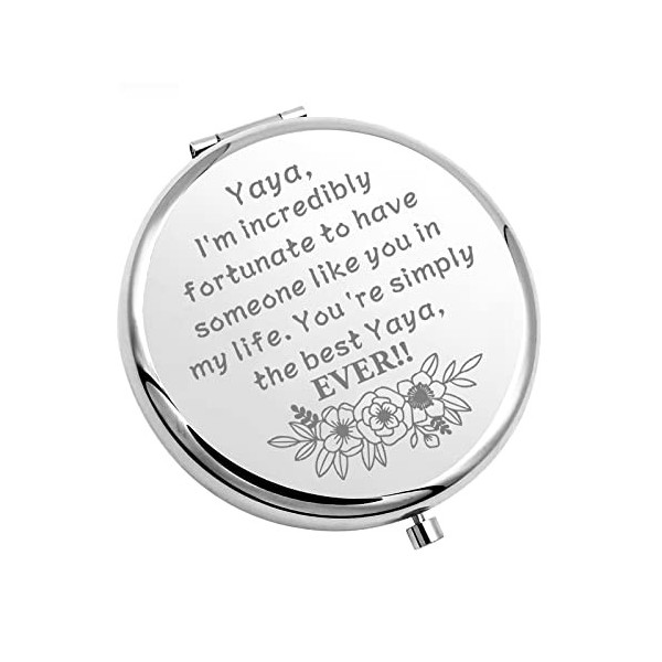 Yaya Miroir de maquillage compact pour la fête des mères, cadeau de grand-mère Yaya de la part dune petite-fille Yaya-M 