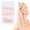 24PCS Faux Ongles Courts Rose Sticker Nail Art Couverture Complète Avec Autocollant à Ongles Accessoires Bricolage Ongle Arti