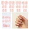 24PCS Faux Ongles Courts Rose Sticker Nail Art Couverture Complète Avec Autocollant à Ongles Accessoires Bricolage Ongle Arti