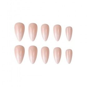 Bramian Lot de 28 faux ongles à coller pour femme et fille Motif flèche Nude dégradé