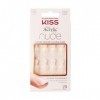 KISS Salon Acrylique French Nude Collection à couper le souffle, vrais faux ongles nude de longueur courte, comprend 28 faux 
