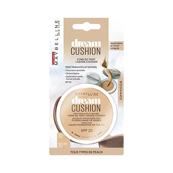 Maybelline New York Dream cushion Fond de teint liquide coussin 30 sable 14,6 g