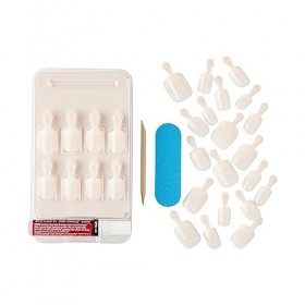 KISS Salon Acrylique French Nude Collection à couper le souffle, vrais faux ongles nude de longueur courte, comprend 28 faux 