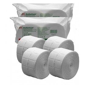 Lot de 2000 Carrés douate de cellulose prédécoupés de haute qualité - Idéal pour les ongles en gel / 4 rouleaux de 500 unité