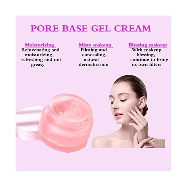Visage Pore Primer,Base de Maquillage Mate,Pore Shrink Cream Gel Cream Invisible Face Primer,Gel crème Primer Pores,Base Unde