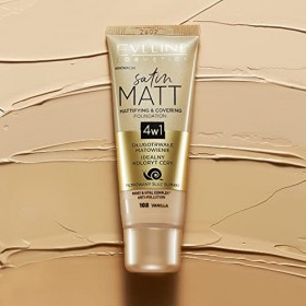 Eveline Cosmetics Satin Matt Matt et Primer facial opaque, 30 ml, n ° 103 Natural