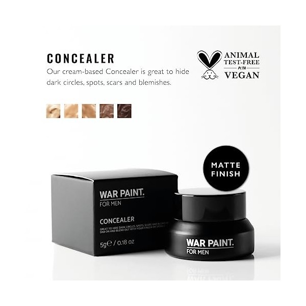 War Paint Correcteur pour hommes moyen – Disponible en 5 teintes – Soins de la peau pour hommes – Maquillage végétalien de 