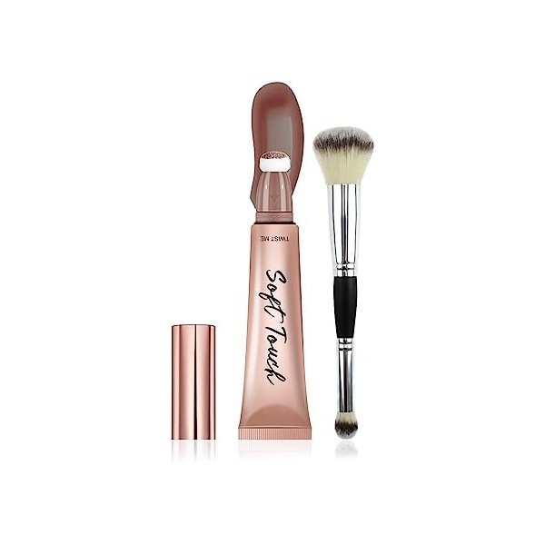 Prreal Baguette de beauté contour avec pinceau de maquillage, bâton de maquillage en bronze, bâton de maquillage liquide pour