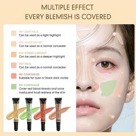 Lot de 3 correcteurs de teint à couverture complète – Cernes, imperfections, taches – Correcteur de couleur hydratant et dura