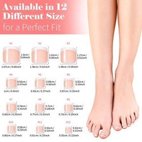 Kiiwah 48 Pieces Faux Ongles Pieds avec Colle, Orteil Capsule Ongles Français Rose en Acryliqu, Couverture Complète Toe Nails