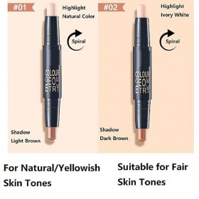 Makeup Stick Highlight & Contour,Bâton Contour 2 en 1,Stylo Correcteur Contour Double Tête,Illuminateur Contouring,Correcteur