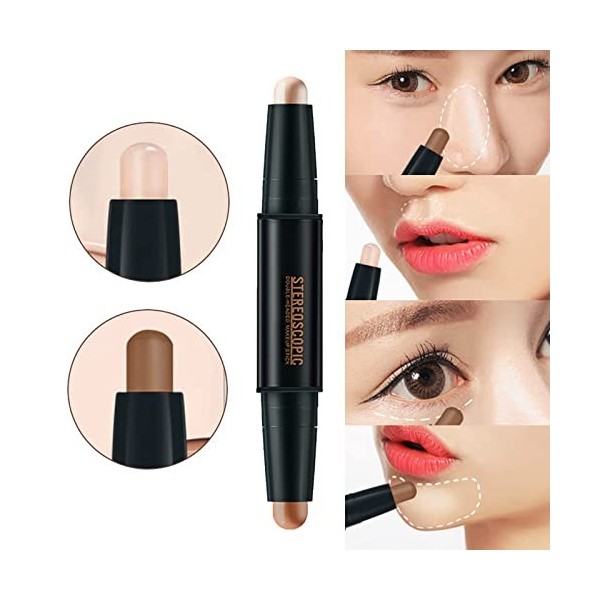 Bâton Contour 2 en 1,lOmbre Illuminateur Maquillage Bâton,Contouring Visage Contour Bâton,Bâton Contouring Maquillage,Contou