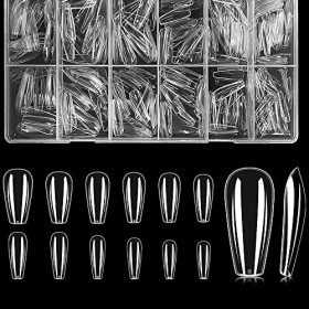 INTOBAS 504 Pièces Capsule Americaine Ongle Ballerina Moyen Court -12 Tailles, Gel x Pose Americaine Ongles, Artificiel Capsu