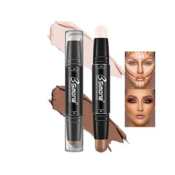 MTUVKGT Professional Contouring Maquillage Stick, Cream Contour Highlighter Concealer Stick, Double Ended Make Up Contouring 