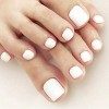 Handcess Carré Brillant Faux Ongles Dorteil Court Blanc Faux Pieds Ongles Pleine Couverture Bâton Artificiel Sur Pieds Ongle