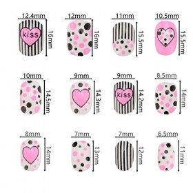 SAVITA 96 Pièces 4 Boîtes Faux Ongles pour Enfants Pré-Colle Colorée Couverture Complète Faux Ongles Courts Faux Ongles pour 