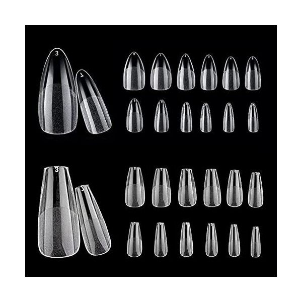 240 Pièces Américaine Faux Ongles Capsules, 10 Tailles Semi Givré Artificiel Faux Ongle, Couverture Complète Pose Nail Art, M