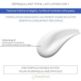 DermEden - Démaquillant total lait-lotion 150 ml – 2 actions en 1 - Elimine toutes les impuretés, les résidus et le maquillag