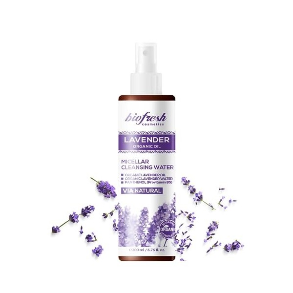 Biofresh cosmetics Via Natural Lavender oil еau micellaire démaquillante à lhuile de lavande,micellar cleansing water 200ml