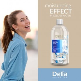 Delia Cosmetics - Eau micellaire hydratante - Nettoyant visage à lacide hyaluronique - Peau propre, douce, fraîche et calme 