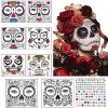 EnixwH 8 Feuilles Halloween Tatouage Ephemere Femme, Imperméables Halloween Tatouage Temporaires avec Autocollants Strass Vis