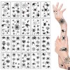 EnixwH 8 Feuilles Halloween Tatouage Ephemere Femme, Imperméables Halloween Tatouage Temporaires avec Autocollants Strass Vis