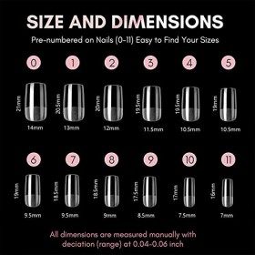 500 Pièces Faux Ongles Capsules, 12 Tailles carrés Capsules Ongles avec boîte, Court Capsules Ongles Prothésiste Ongulaire Dé