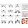 MASTWINK® 12 Pièces Autocollant de Strass Visage, Strass Autocollant Visage, Strass Maquillage Autocollant pour Festivals Acc