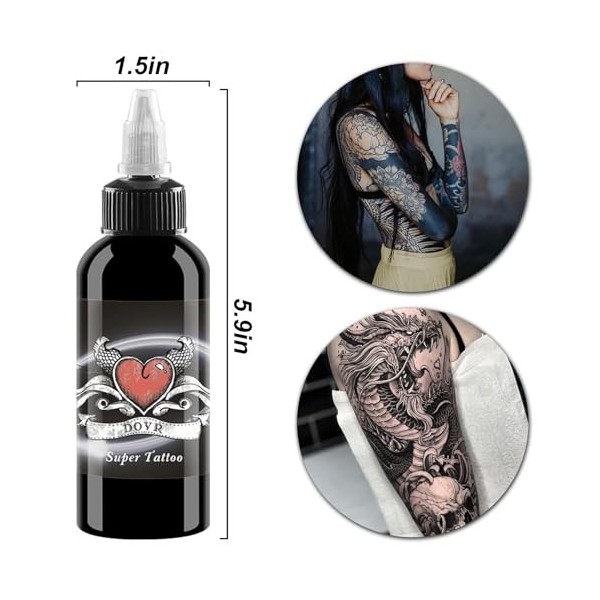 UMIKAkitchen Tatuage dencre noire de tatouage dencre de tatouage permanente 120ML crème apaisante pour tatouage, couleur 