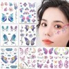 8 Feuilles Tatouage Temporaire Paillettes pour les Filles Paillettes Visage Tatouages Temporaires Tatouages de Décoration de 