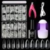 Capsule Americaine Ongle Kit, 480 Pièces Faux Ongles Capsules, 8ml 6 en 1 Colle et lampe LED, Nail Art Tools Gel Nail Extensi