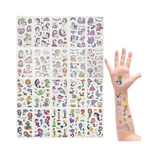 20pcs autocollants de tatouage à paillettes, temporaires drôles, autocollants de tatouage imperméables pour enfants, peuvent 