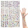 20pcs autocollants de tatouage à paillettes, temporaires drôles, autocollants de tatouage imperméables pour enfants, peuvent 