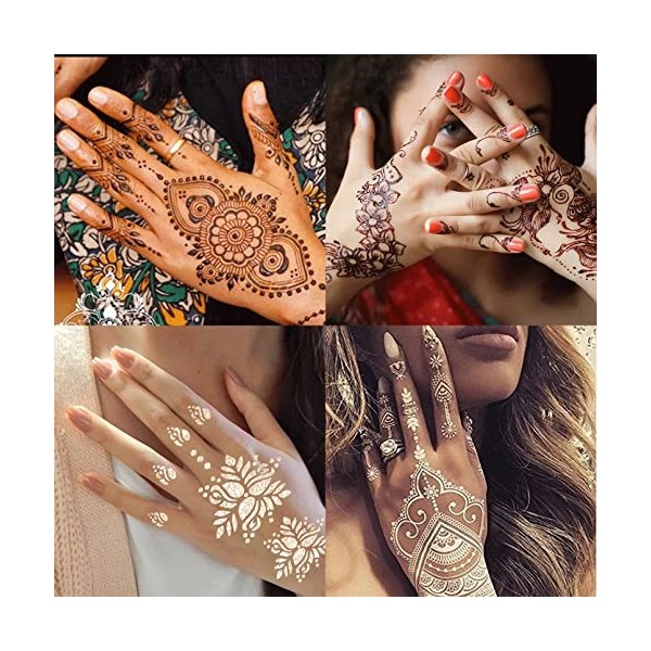 19 Henné Pochoirs de tatouage, feuilles Pochoirs de henné réutilisables Pochoirs de tatouage temporaire pour femmes filles et