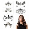 CHIFOOM 6pcs Pierres strass visage Pierres brillantes autocollantes Festival Pierres précieuses Halloween Pierres tatouage vi