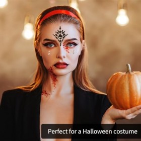 CHIFOOM 6pcs Pierres strass visage Pierres brillantes autocollantes Festival Pierres précieuses Halloween Pierres tatouage vi