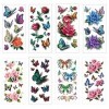 8 pièces papillon Rose tatouages temporaires imperméables faux tatouages papillon corps Art tatouages pour femmes et filles