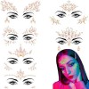 6 Pcs Strass Visage Lumineux, Étanche Strass Autocollant Visage Gemmes, Tatouage Temporaire Strass Maquillage Pour Femme Enfa