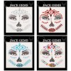 4 Feuilles Gemmes de Visage du Jour des Morts Bijoux de Visage Scintillants Autocollant de Tatouage Temporaire de Strass Joya