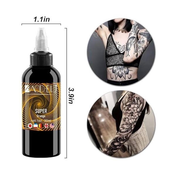 UMIKAkitchen encre de tatouage noir - encre de tatouage permanente 30 ml crème apaisante pour tatouage, couleur aléatoire 