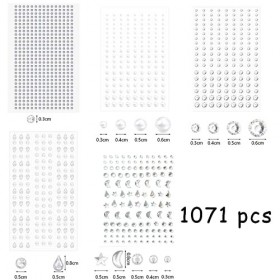 EnixwH Strass Visage, 993 Pièces Strass Autocollants Auto-Adhésifs Acry Gemmes de Visage, Brillant Strass Visage Festival pou