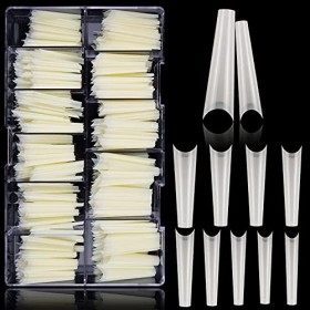 Kalolary 550PCS XXL Faux Ongles Français, Faux Ongles en Acrylique Extra Longs Faux Ongle Full Cover Faux Ongles Ballerine Po