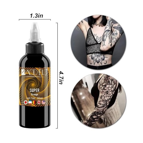 UMIKAkitchen encre de tatouage noir - encre de tatouage permanente 60 ml crème apaisante pour tatouage, couleur aléatoire 