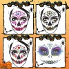 Strass Visage 4 Feuilles, Strass Autocollant Visage dHalloween, Colorée Autocollant Visage Festival Musique Carnaval, Strass